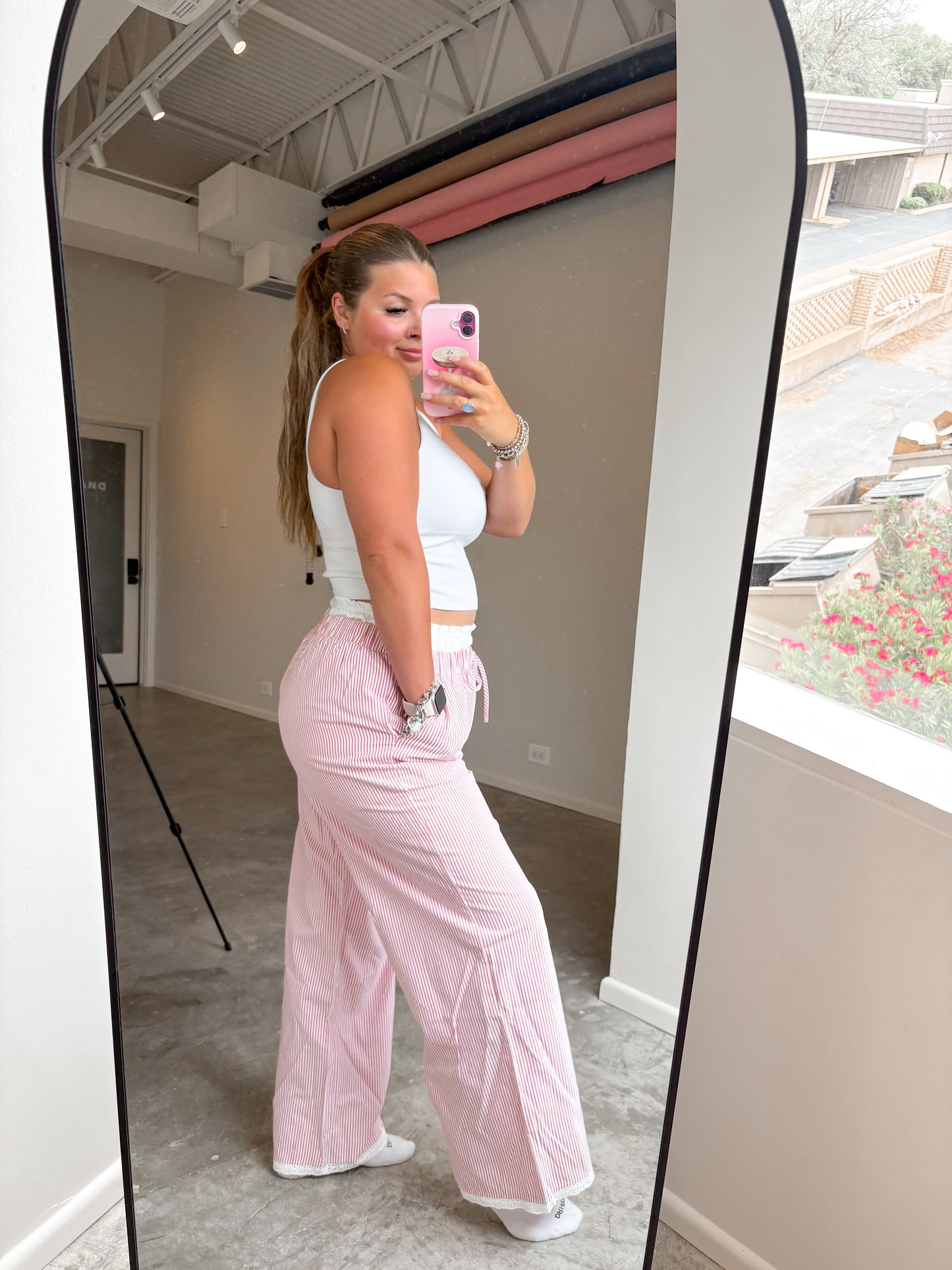 Lace Stripped Boxer Pants