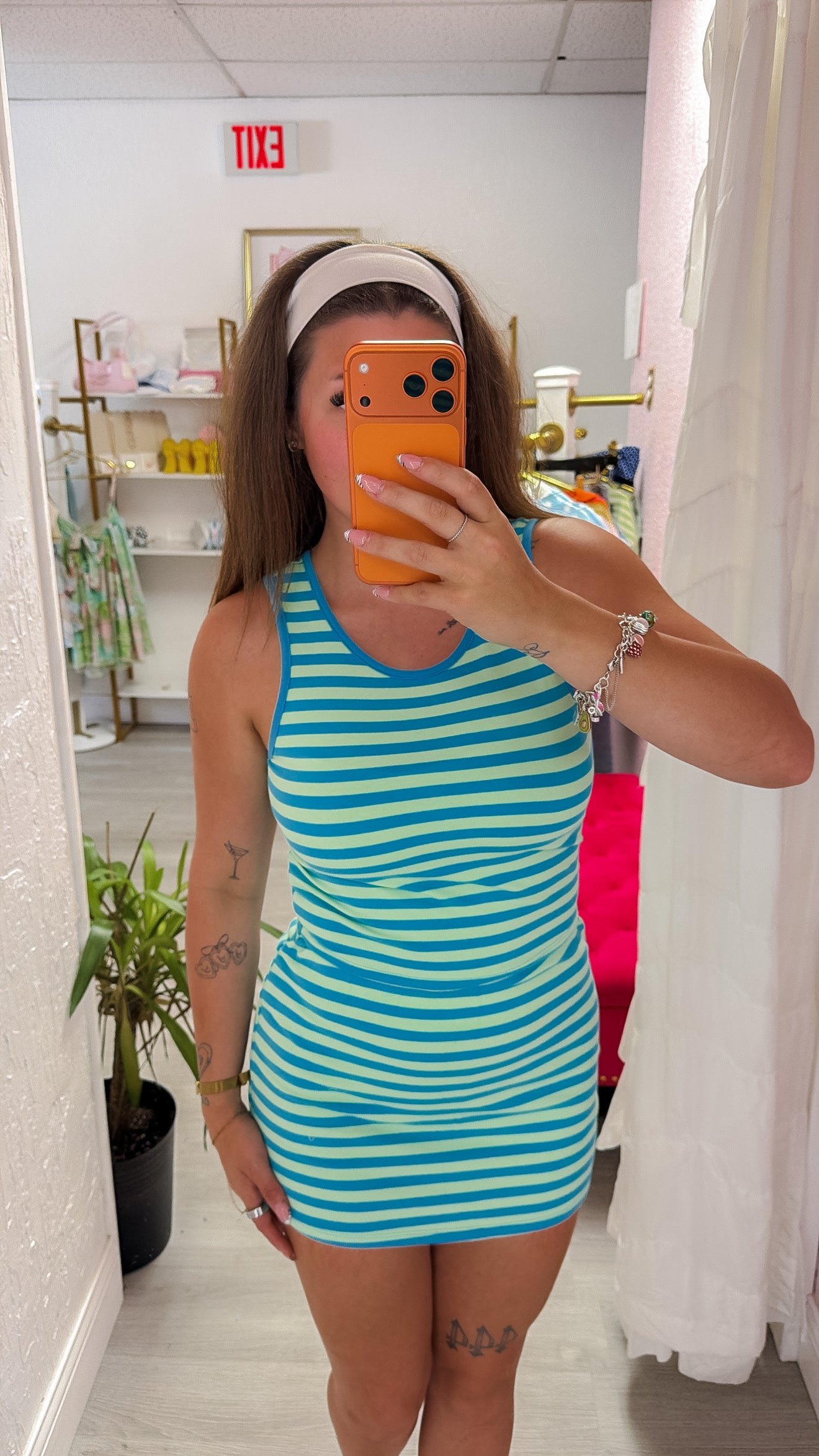Teal Striped Tank & Mini Skirt