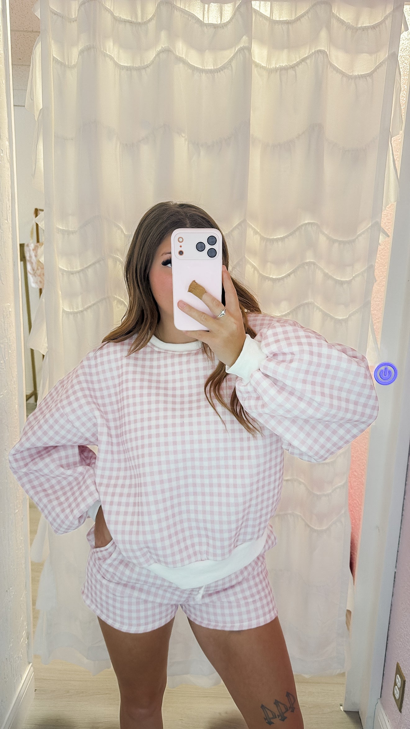 Blush Gingham Shorts Set