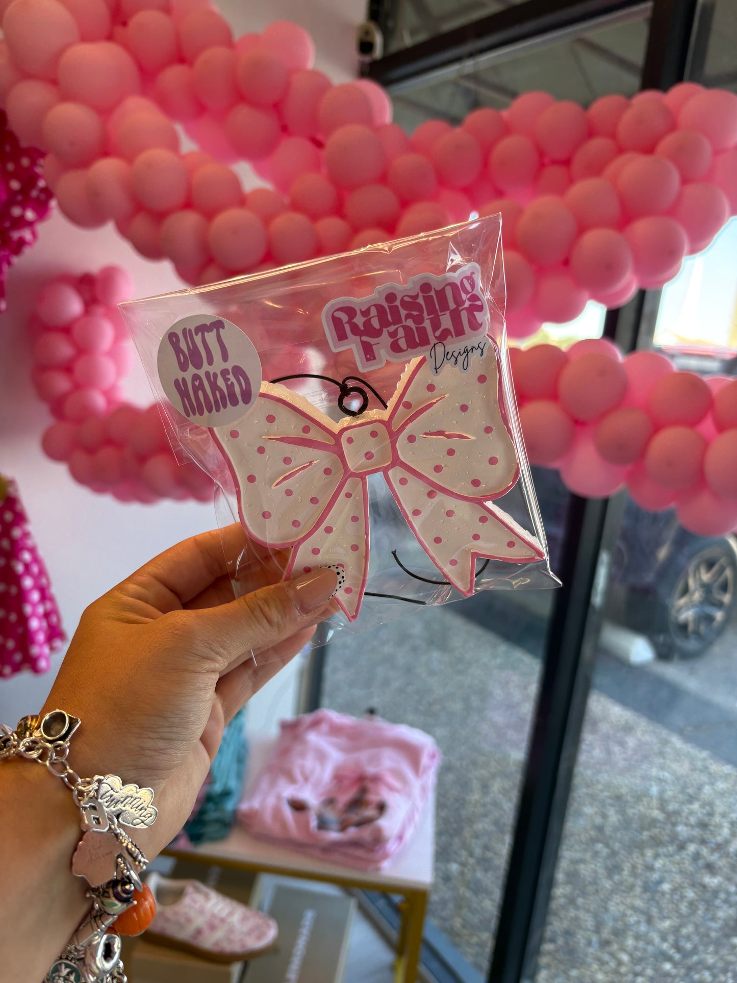 Pink Polka Dot Bow Freshie