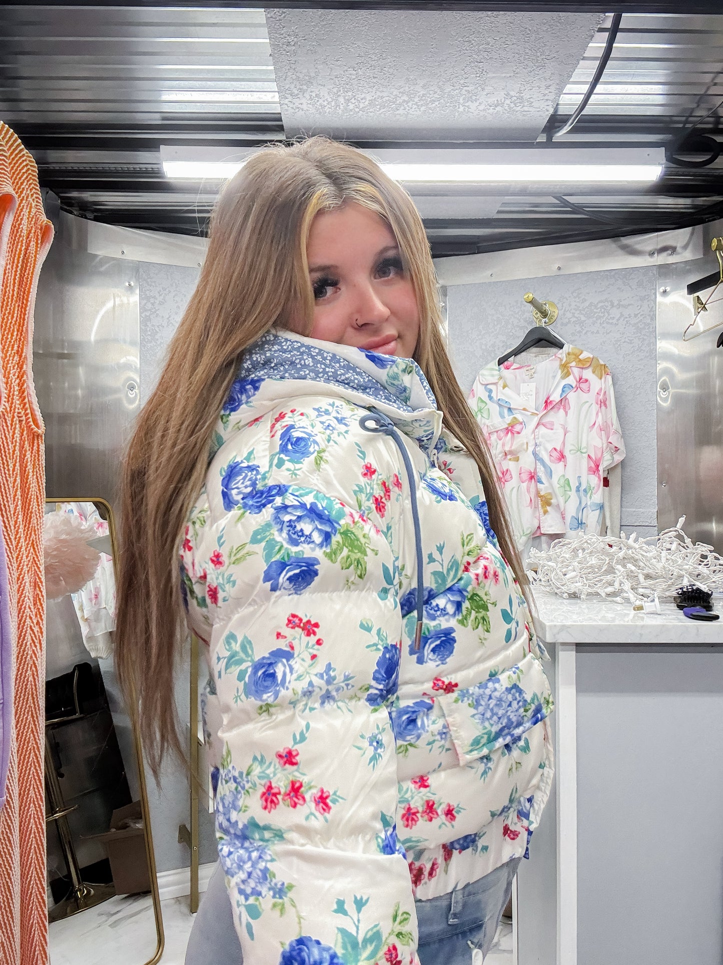 Royal Floral Puffer Jacket
