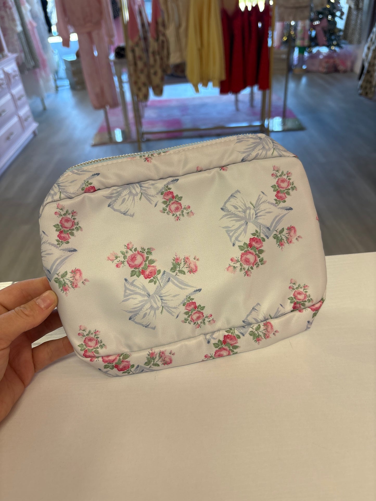 Blue Bow Makeup Bag