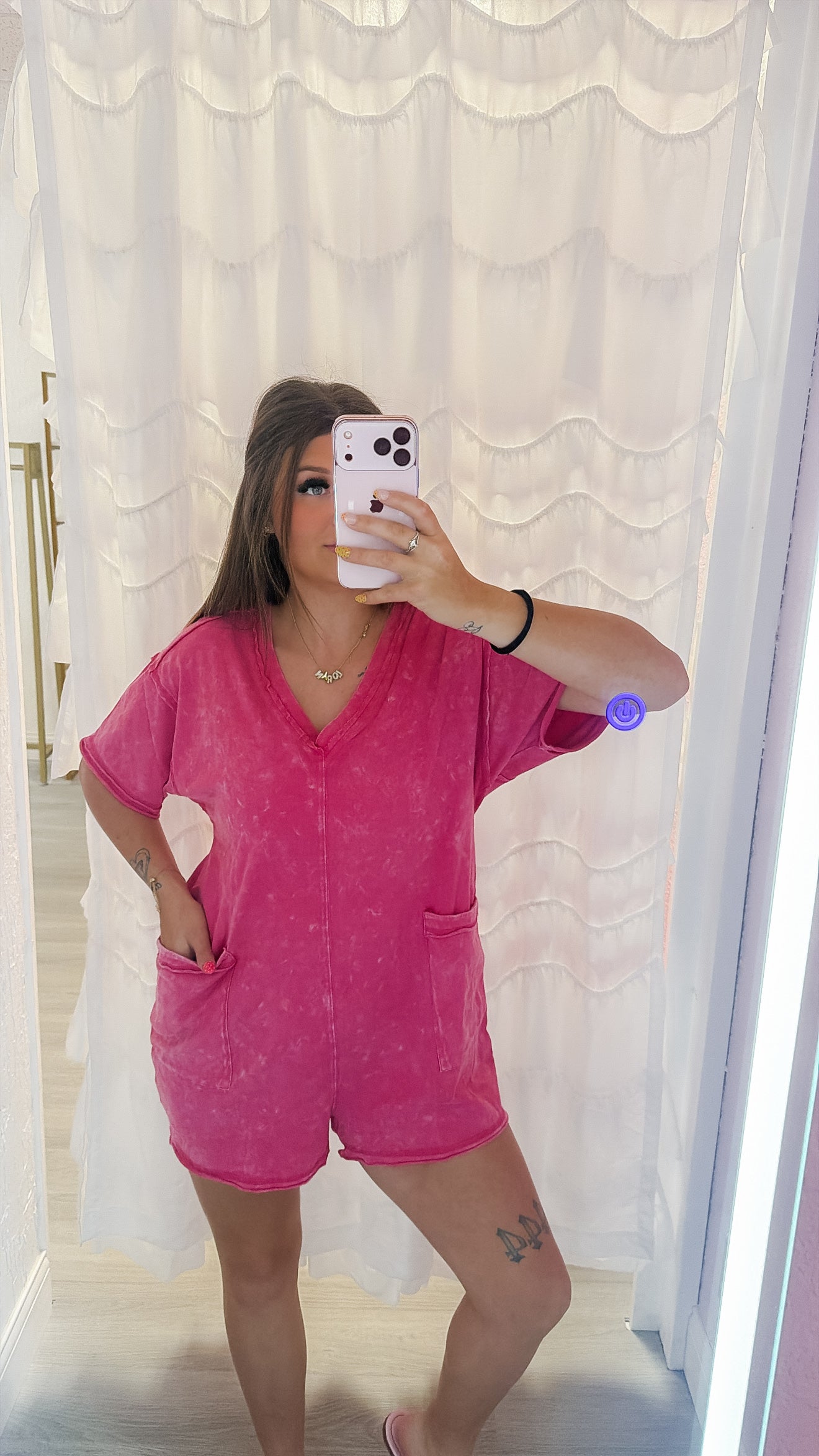 Mineral Washed Oversized Casual Knit Romper
