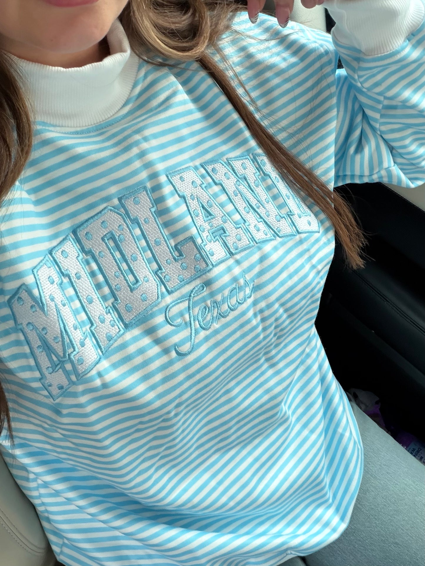 Blue Stripe Midland Mockneck