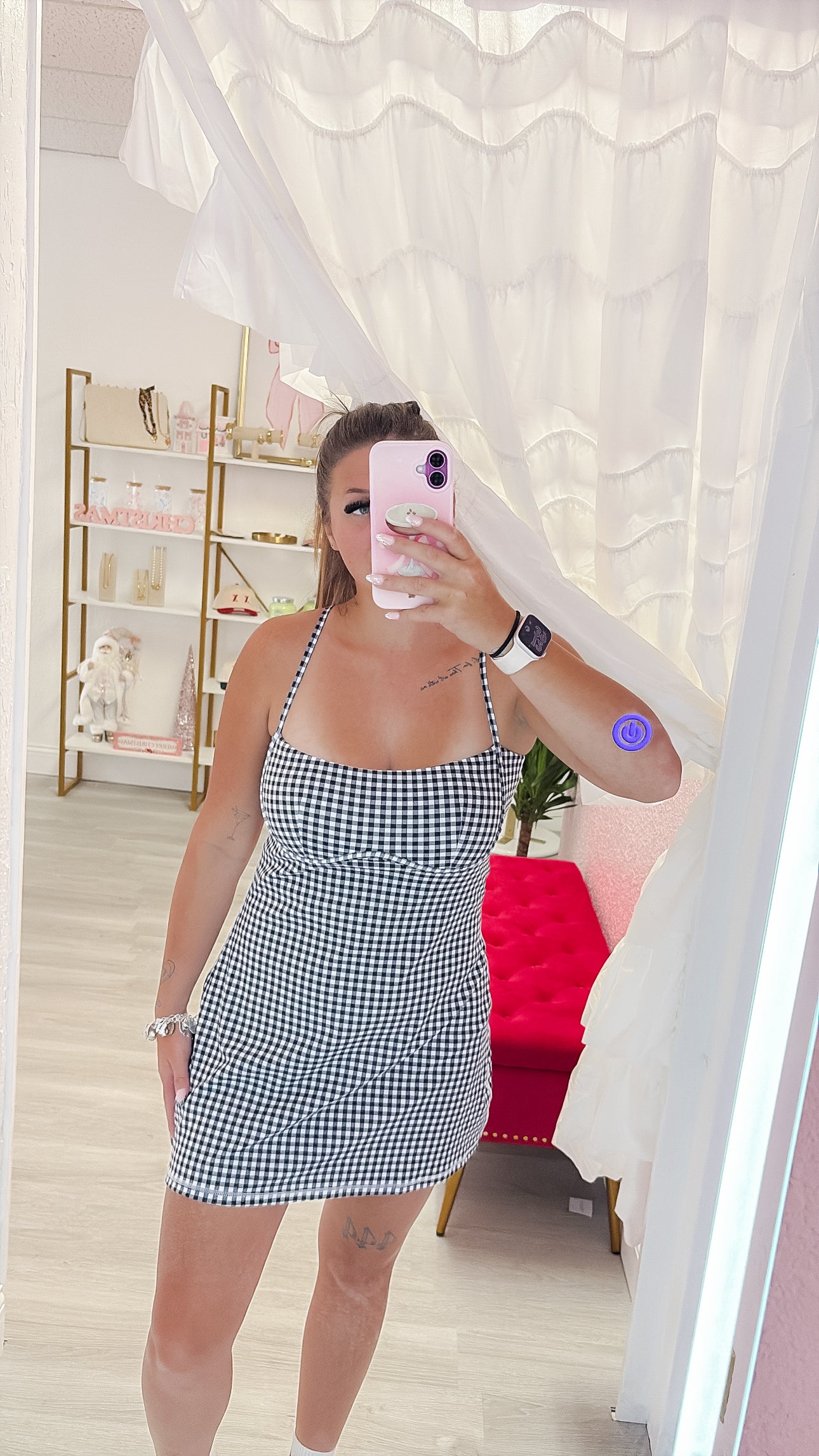 Black Gingham Athletic Dress