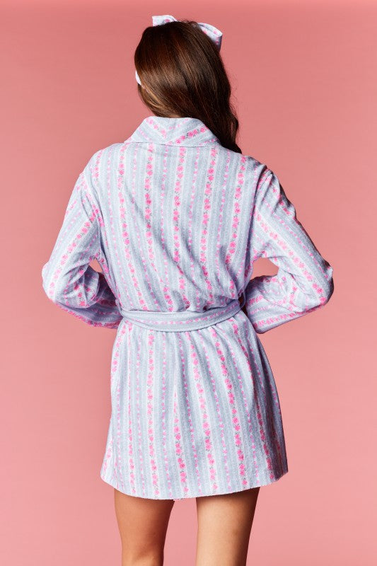 Whisper Blue Floral Robe + Headband Set