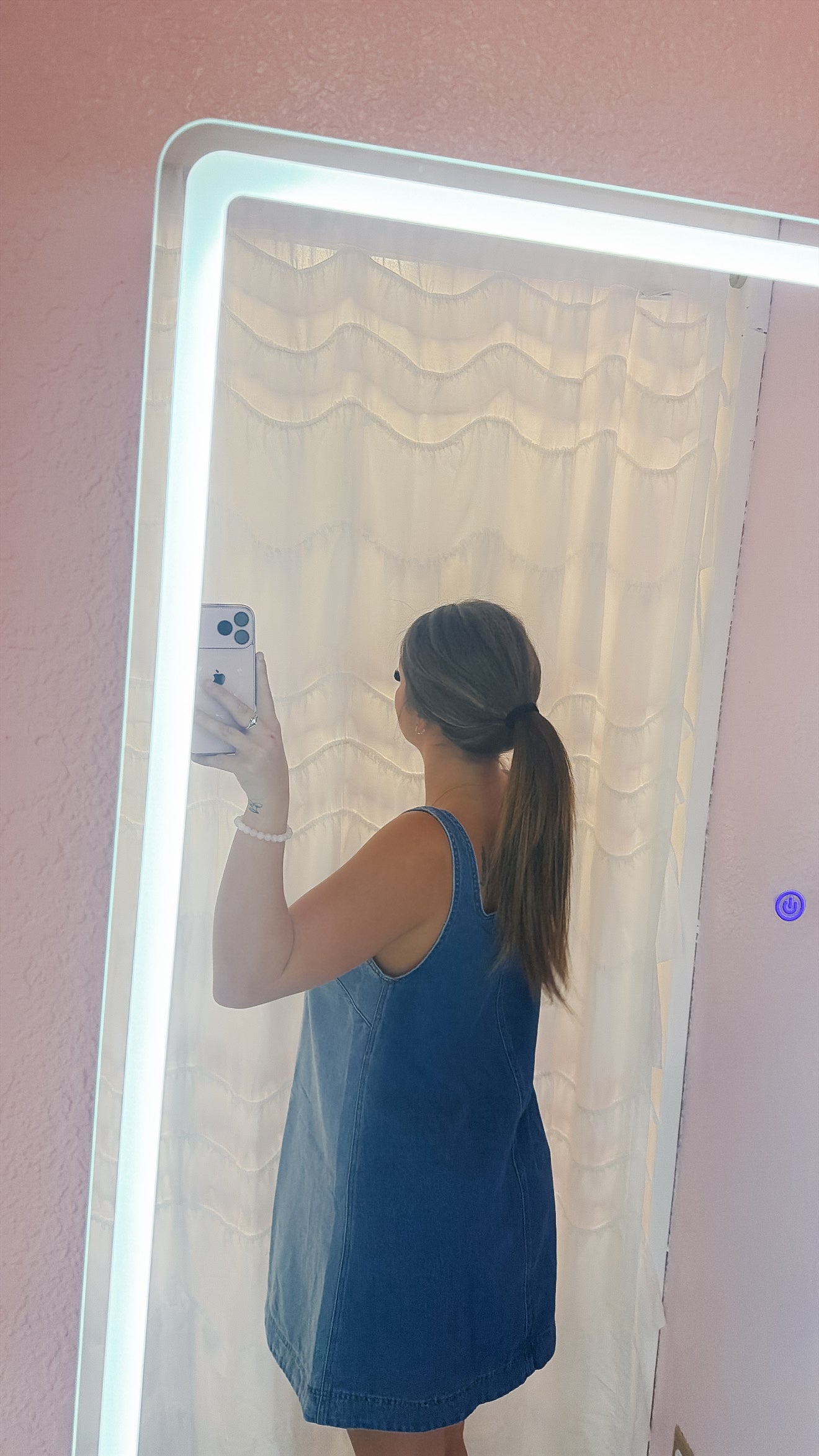 Denim Colorblock Shift Mini Dress