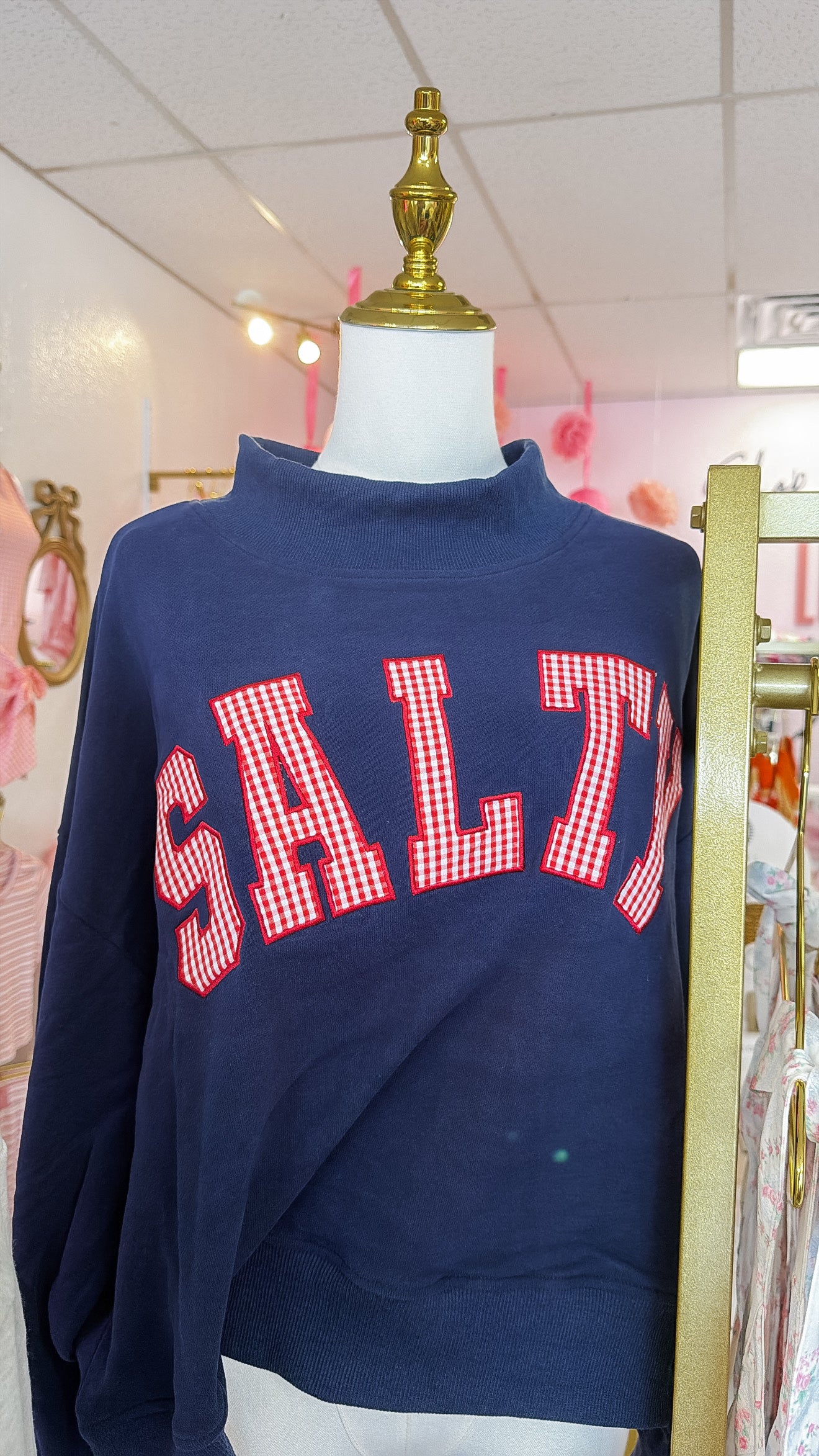 Navy Salty Oversized Mock Neck Sweatshirt