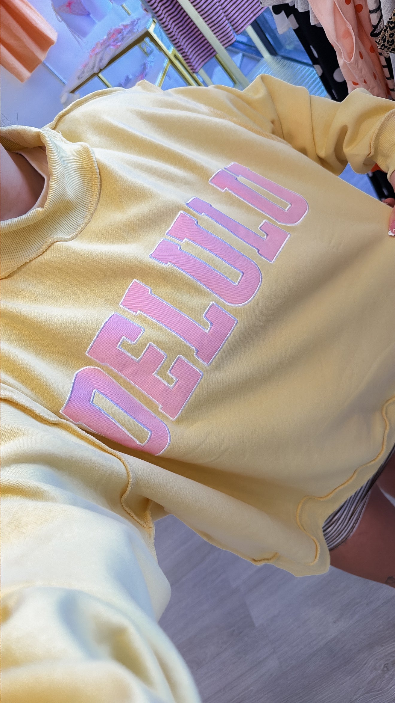 delulu' Embroidered Mock Neck Sweatshirt