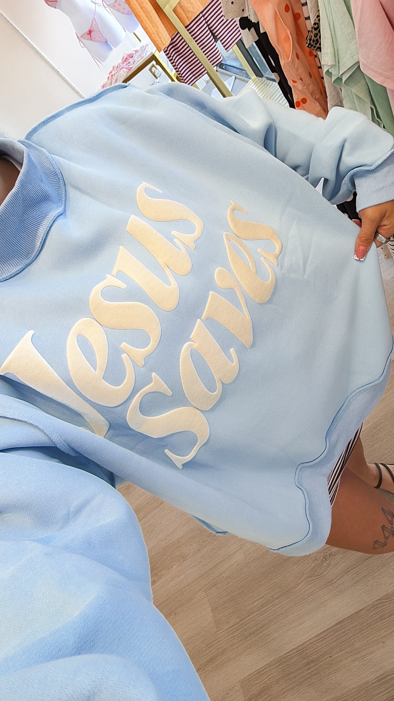 Jesus saves Print Mock Neck Sweatshirt RESTOCK