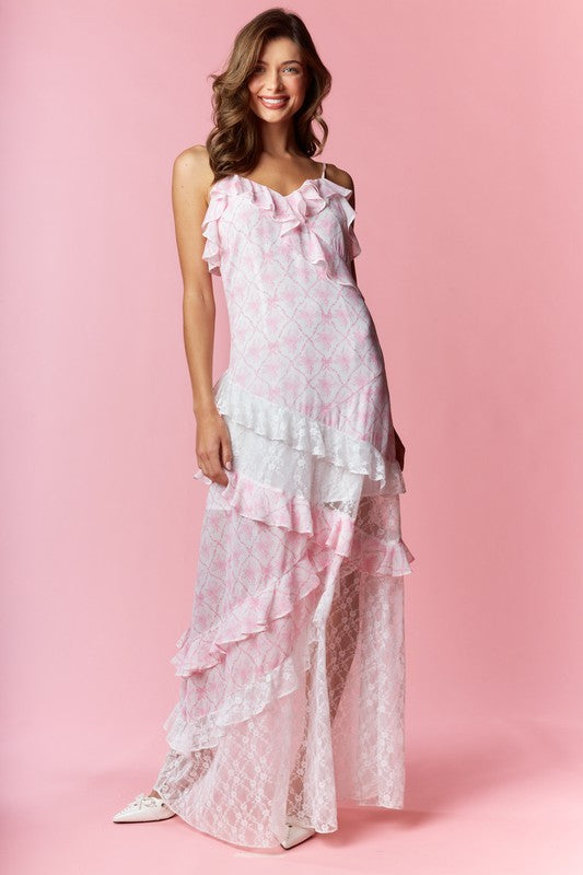 Lace Maxi Dress - Pink