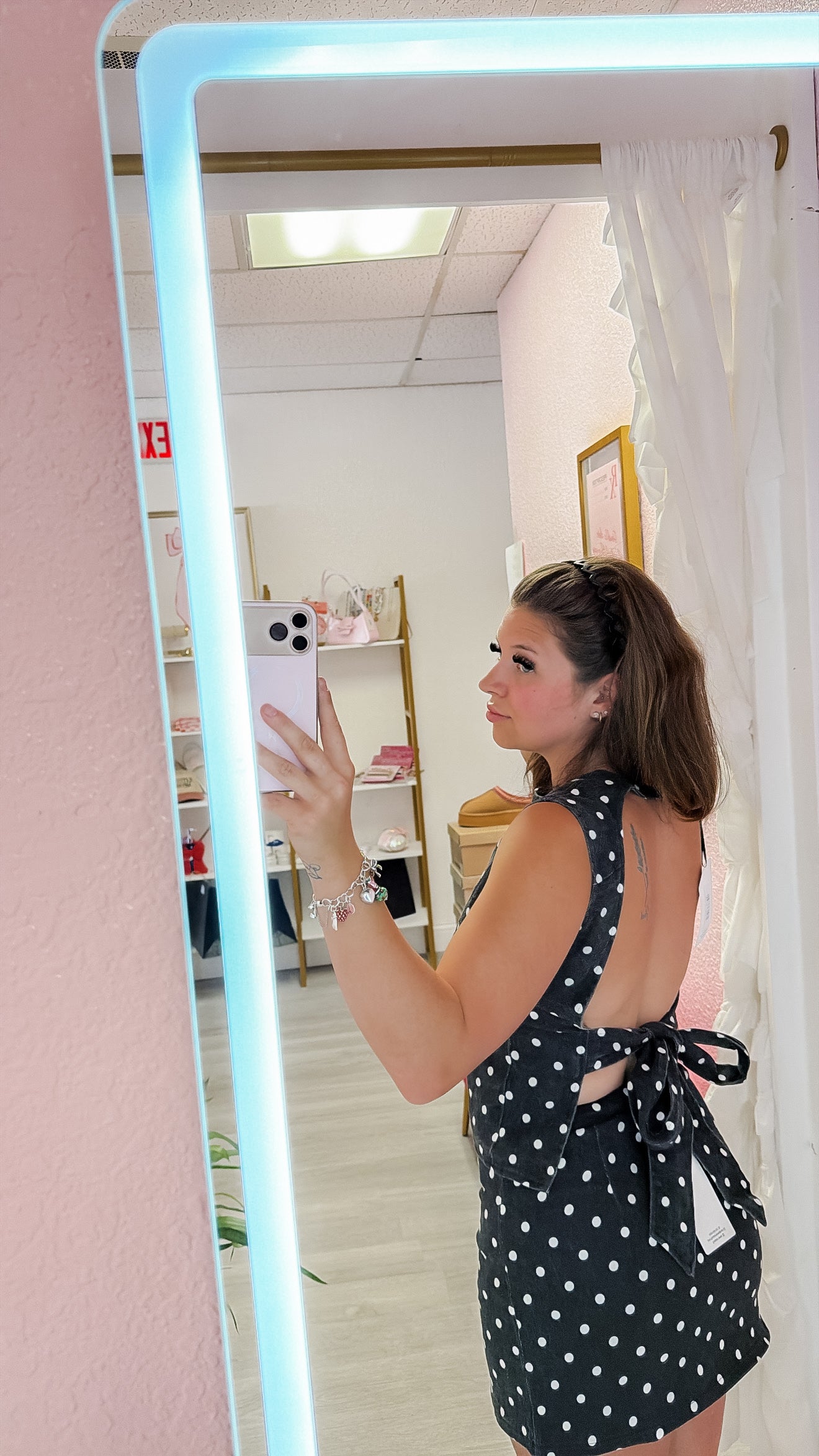 Polkadot Open Back Top and Mini Skort Set