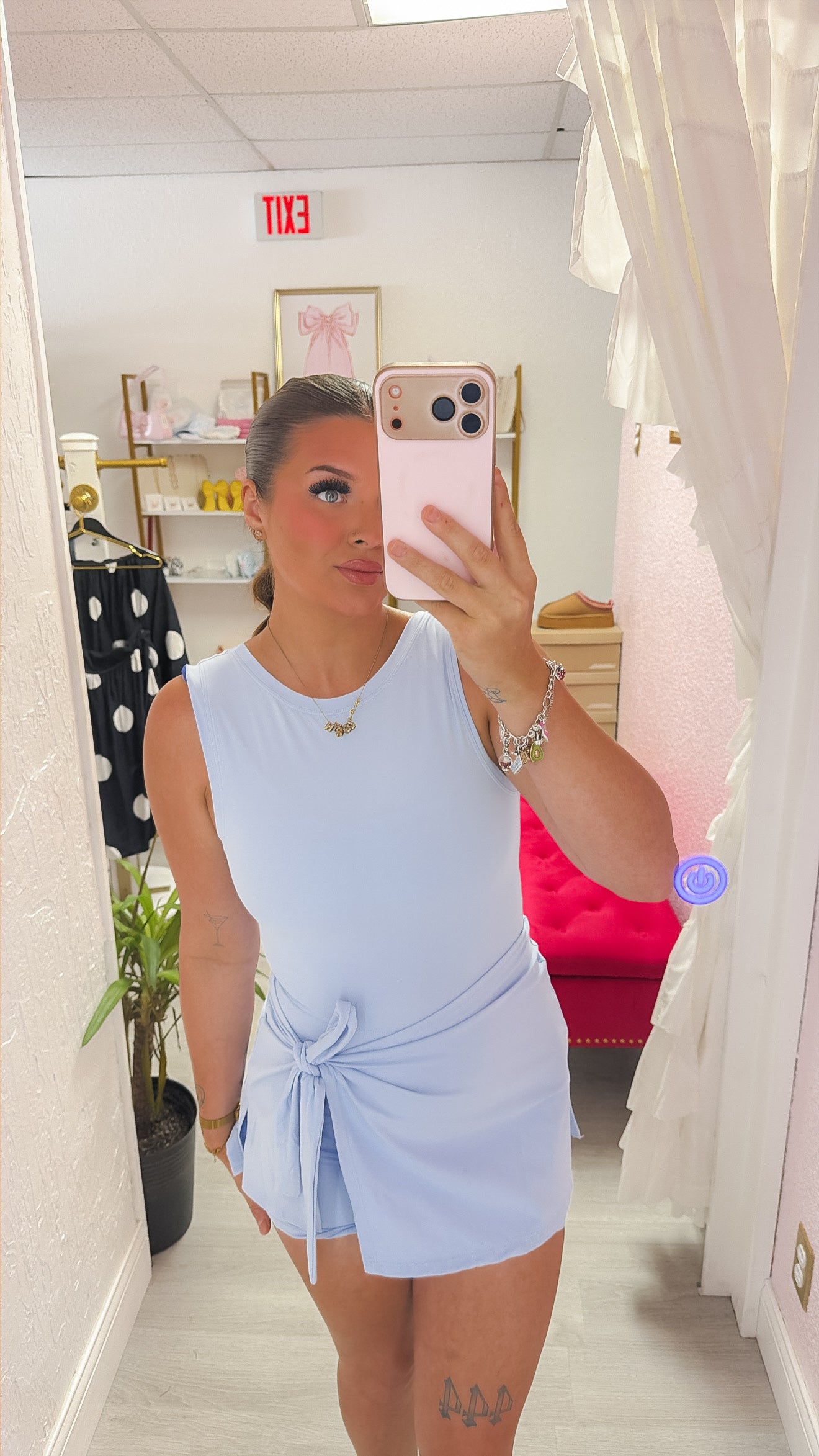 Sky Sleeveless Wrap Tie Front Dress