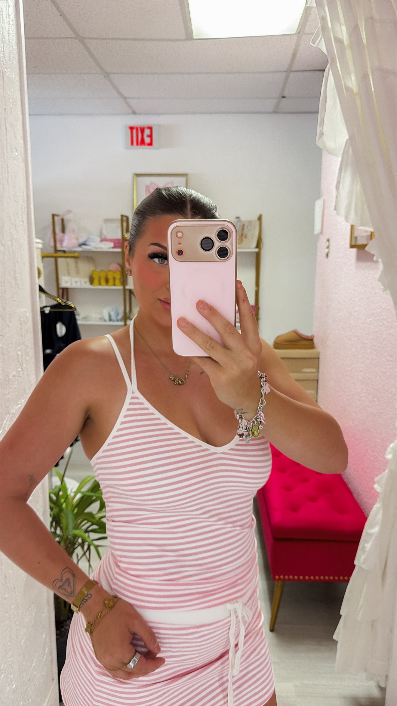 Saylor Stripe Double Strap Casual Lounge Fit Tank Top