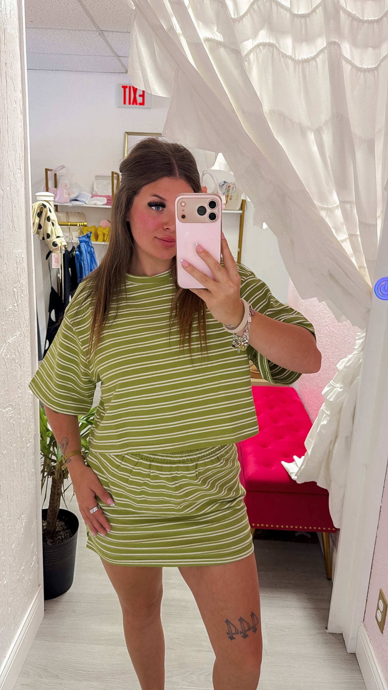 Matcha Crop Top and Skort Set
