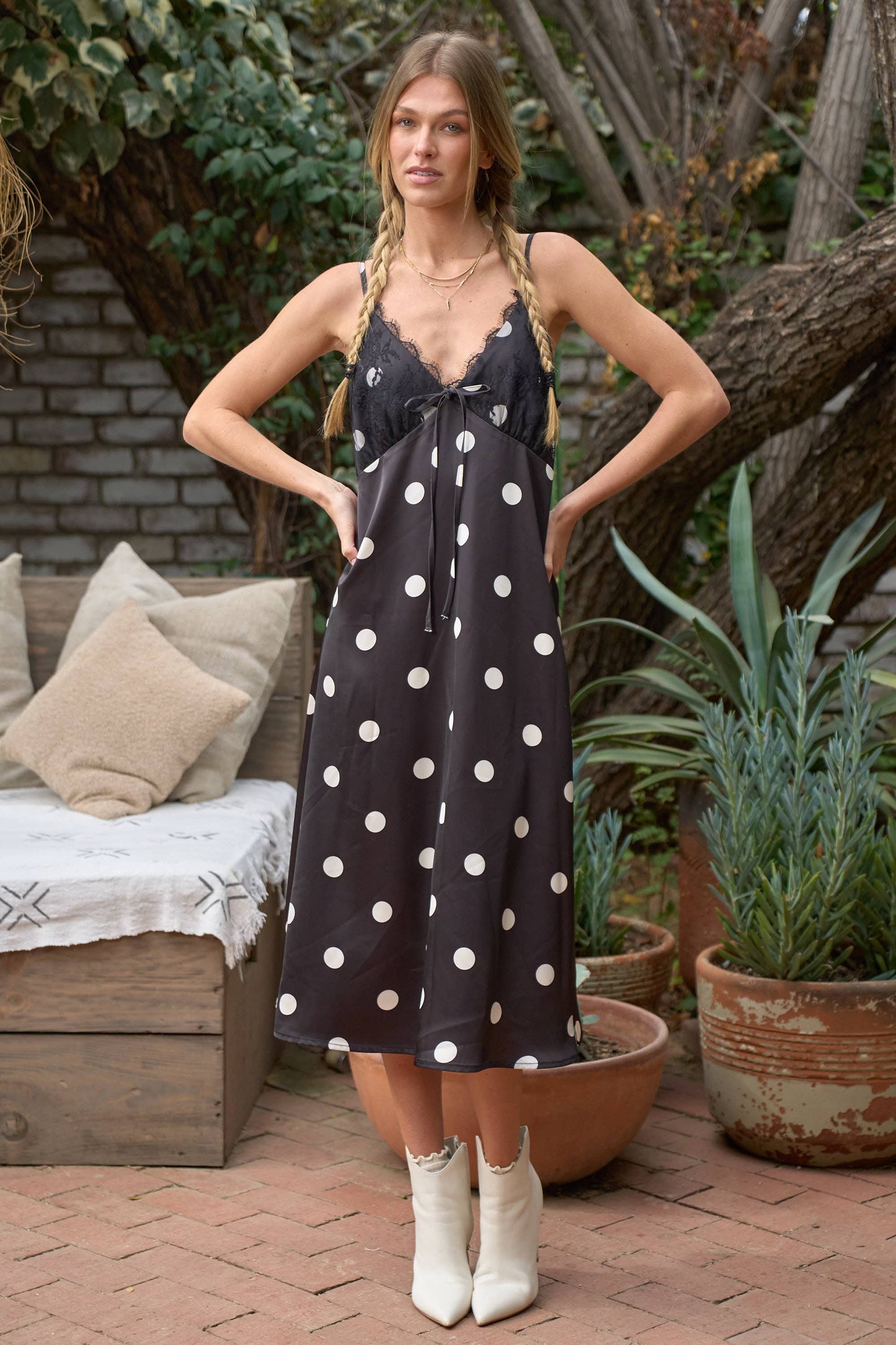 Kimmy Black Polka Dot Midi Dress