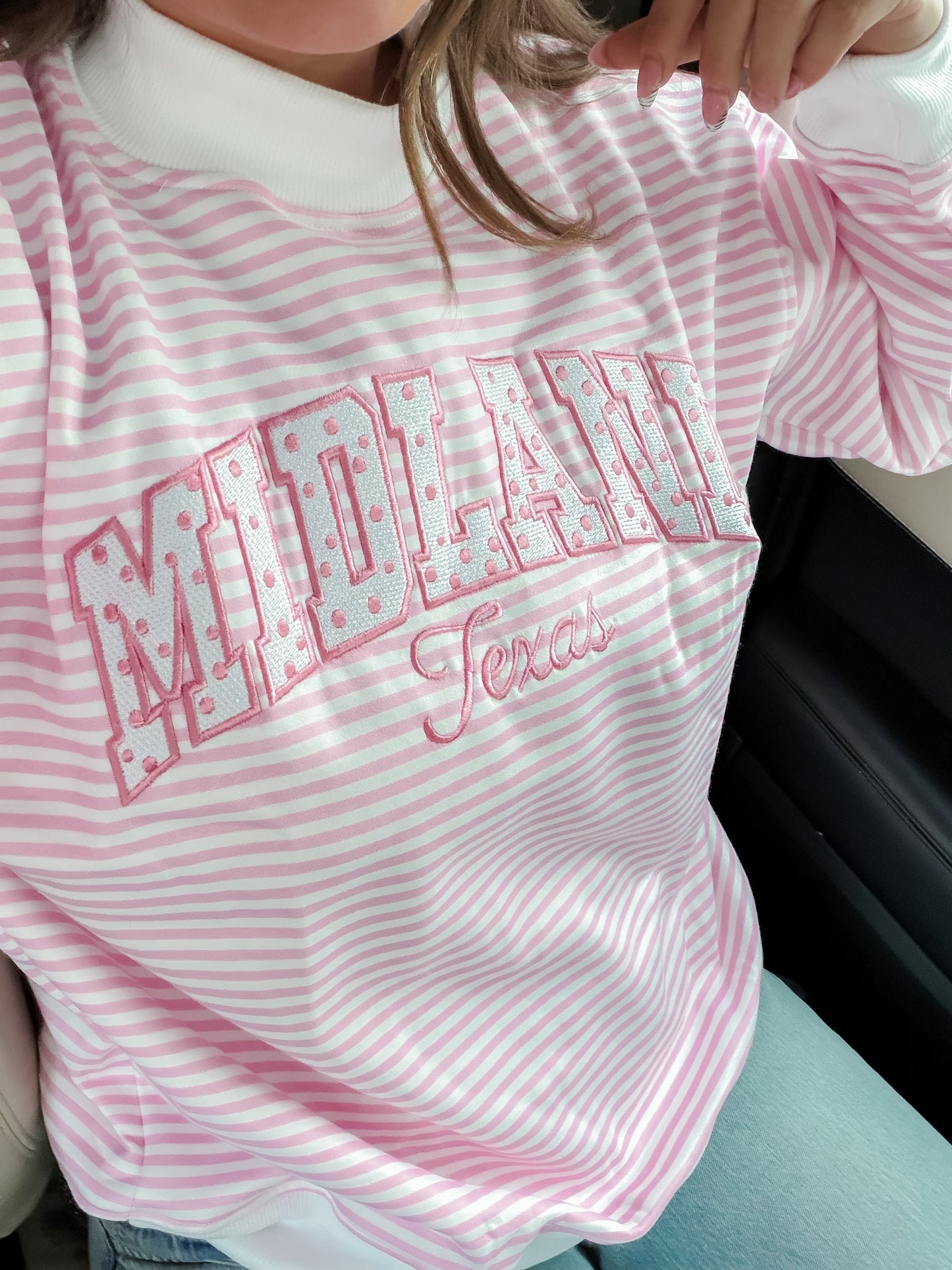 Pink Stripe Midland Mockneck