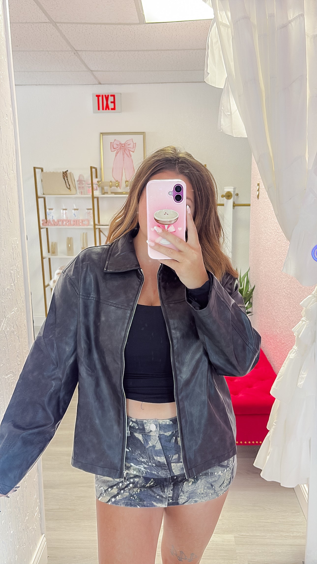 Oversized Faux Leather Jacket