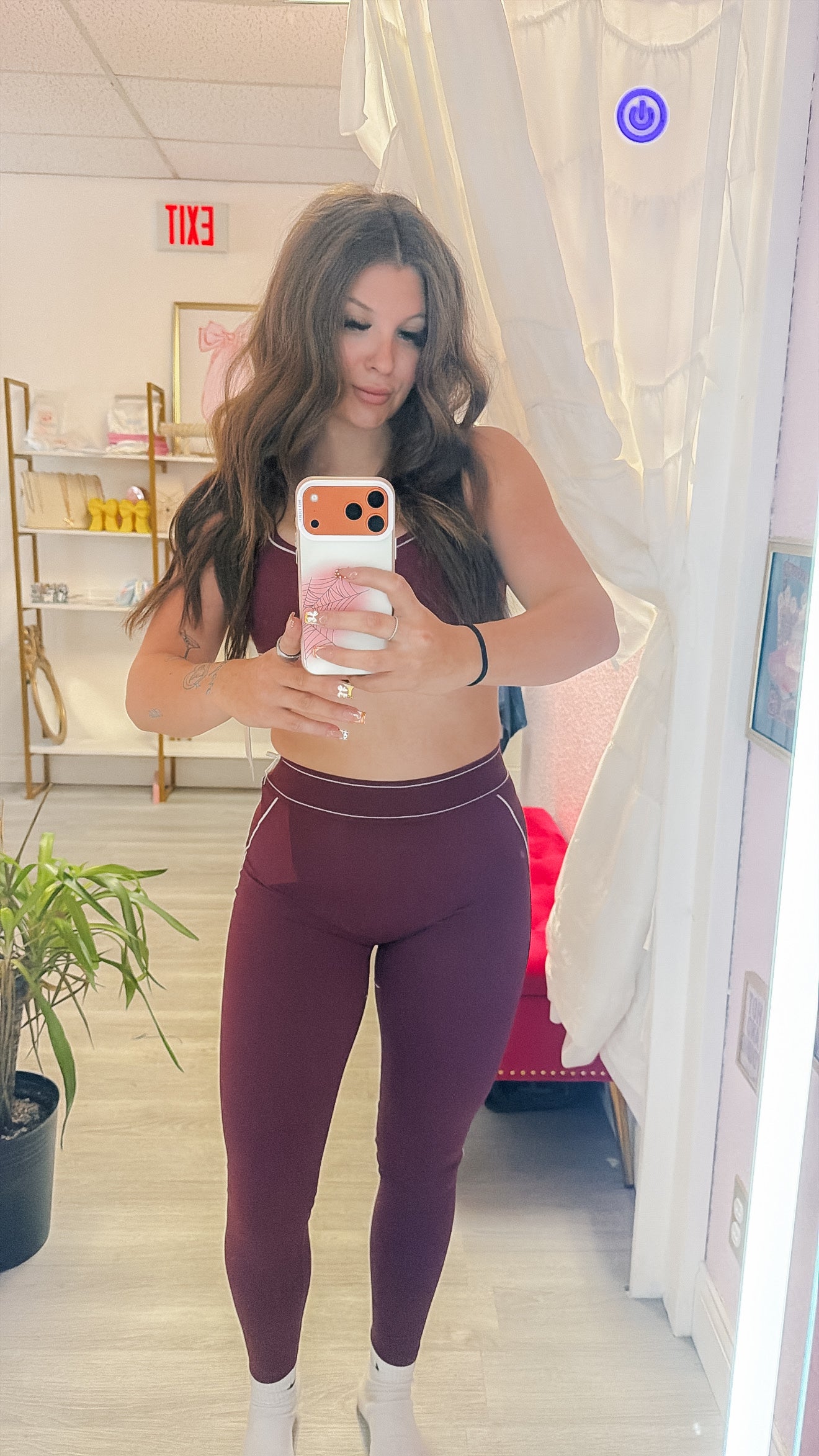 Burgundy High Rise Contour Leggings