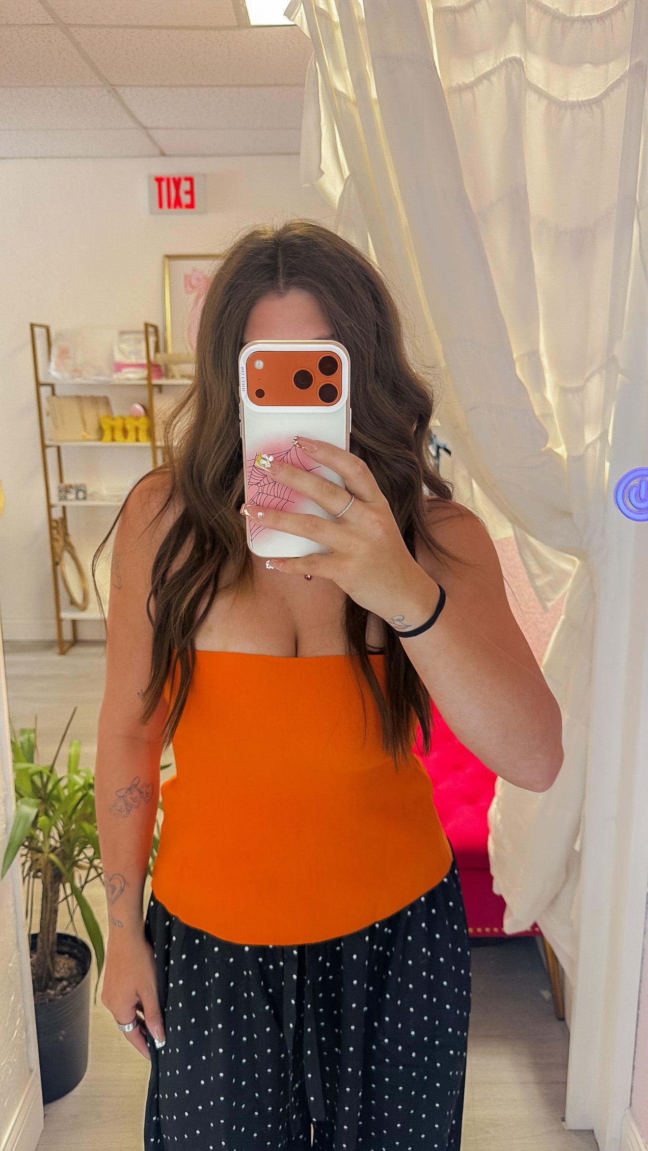 Ellie Strapless Knit Peplum Top - Orange