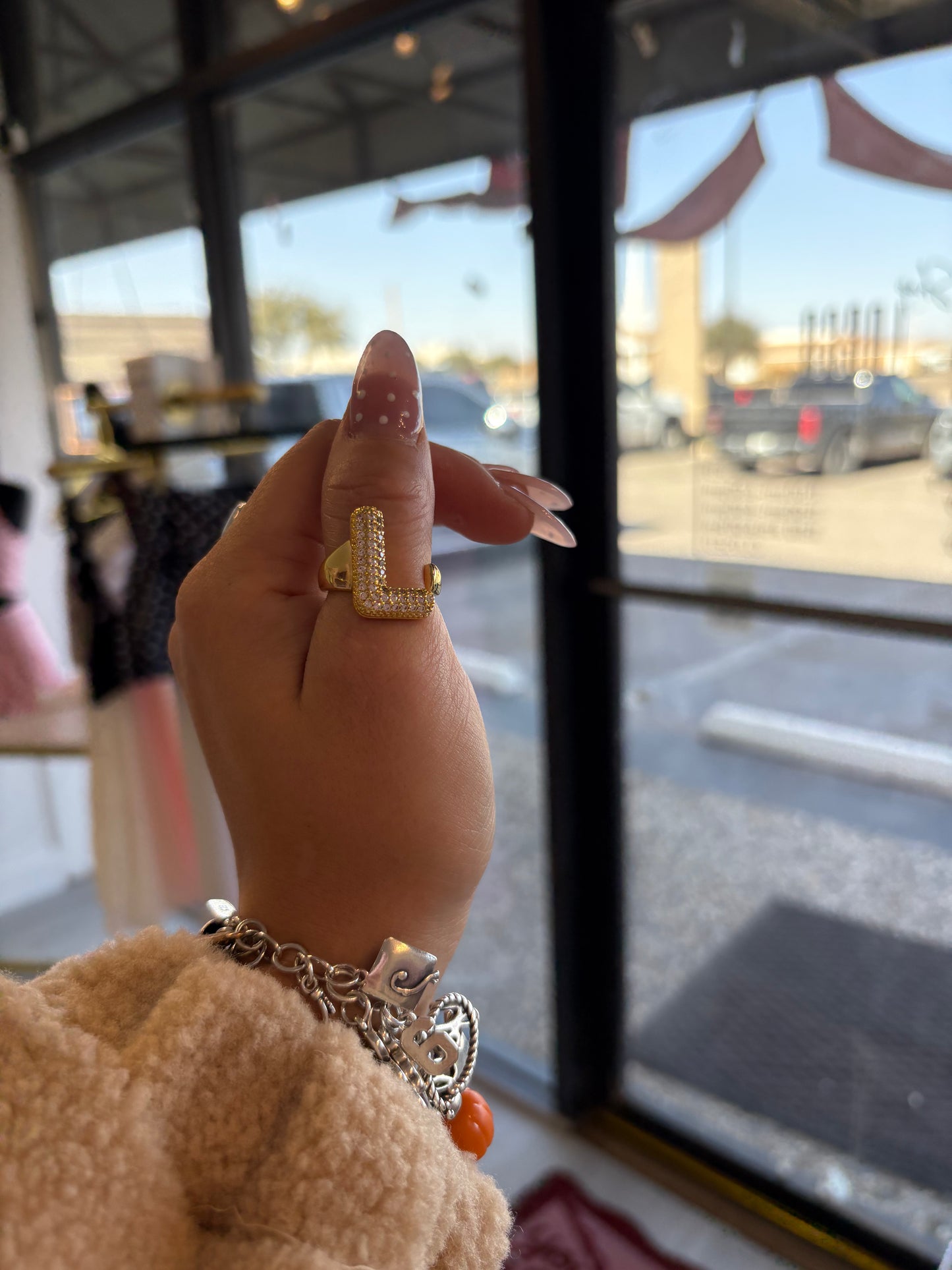 Bubble Letter Initial Ring