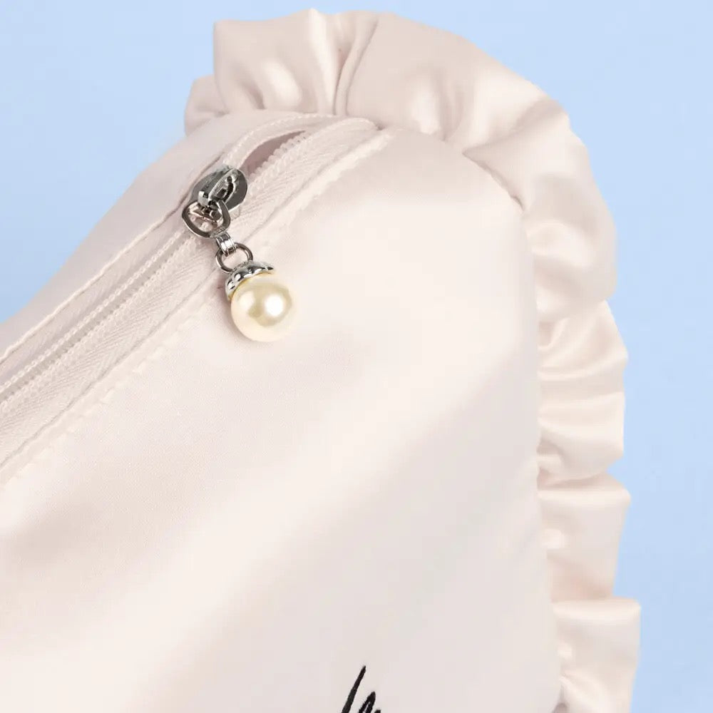 Embroidered Bride Satin Cosmetic Bag