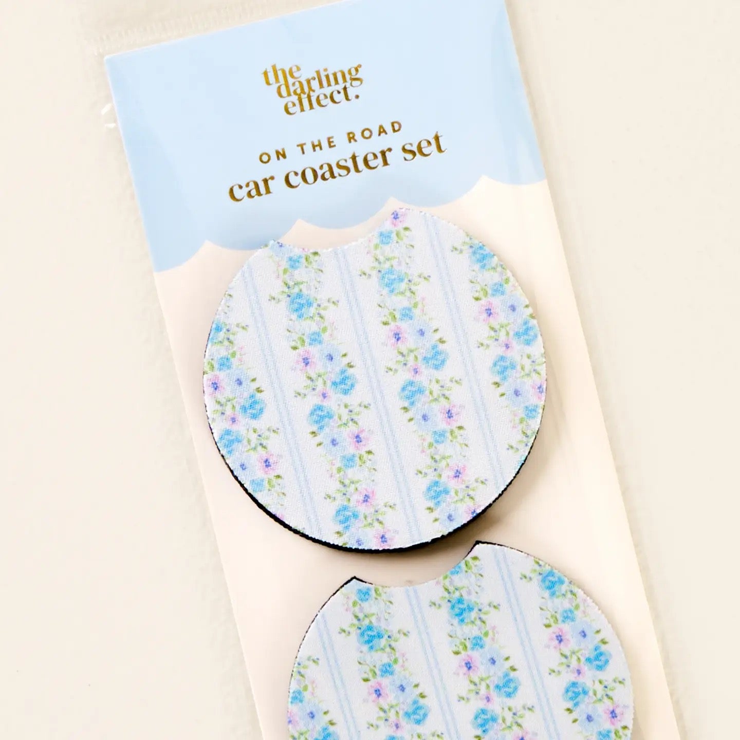Petal Parade Blue Car Coasters