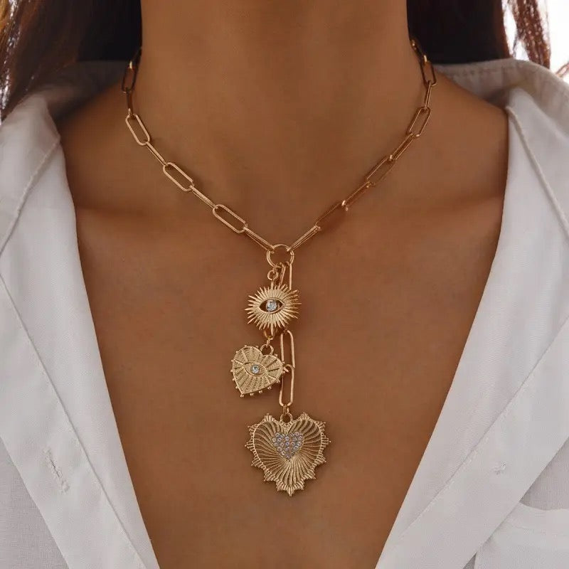 Multi Charm Heart Necklace