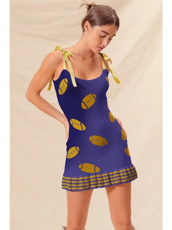 Football Knitted Mini Dress - Purple