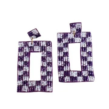Checkered Purple Earrings