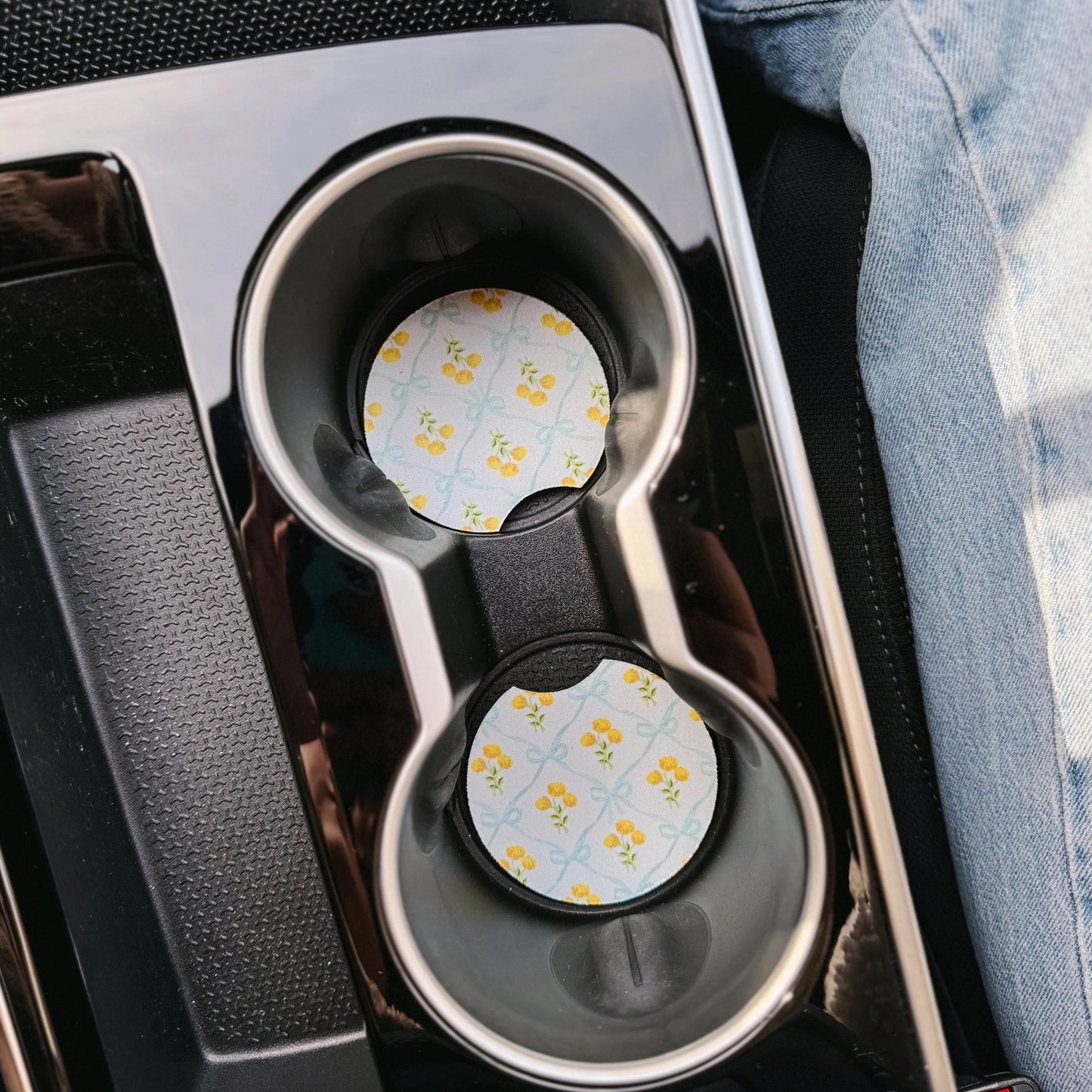Magnolia Lane Blue Car Coasters