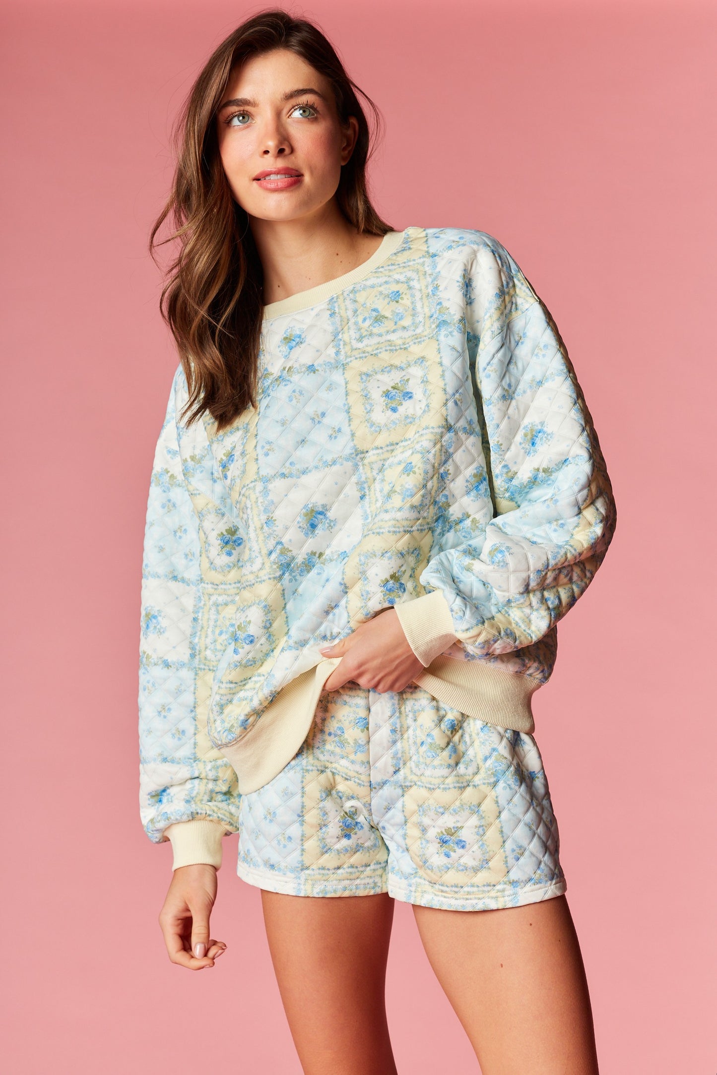 Blueberry Patchwork Quilted Floral Lounge Set