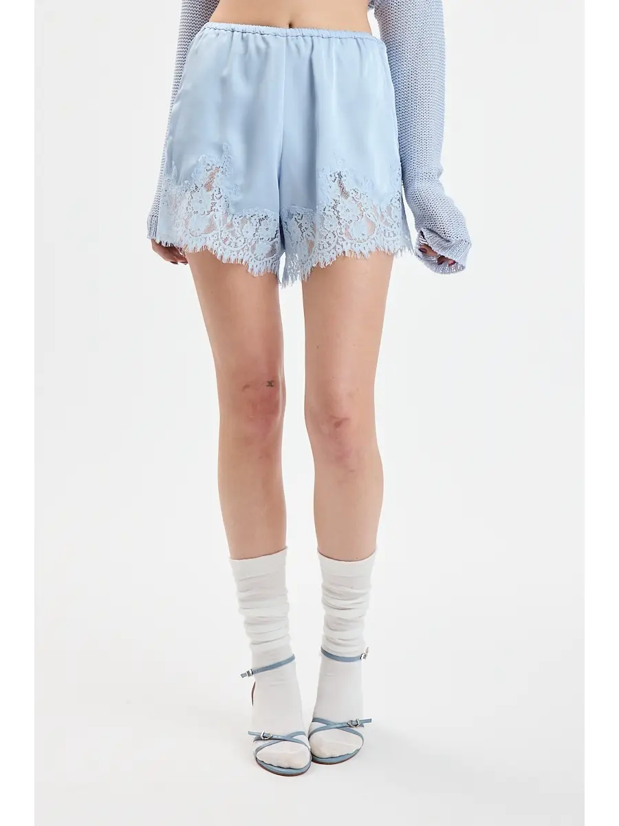 Baby Blue Silk Lace Shorts