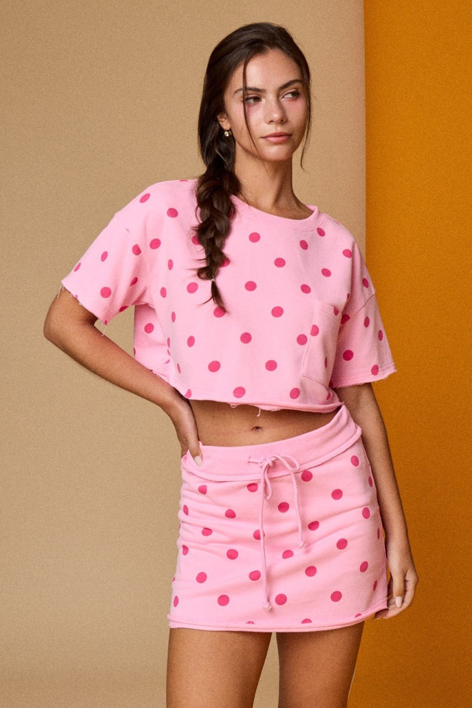 Polka Dot Crop Top & Skorts Set