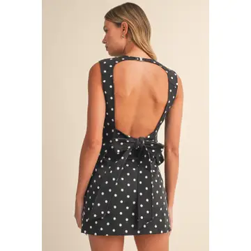 Shyla Polkadot Open Back Top and Mini Skort Set