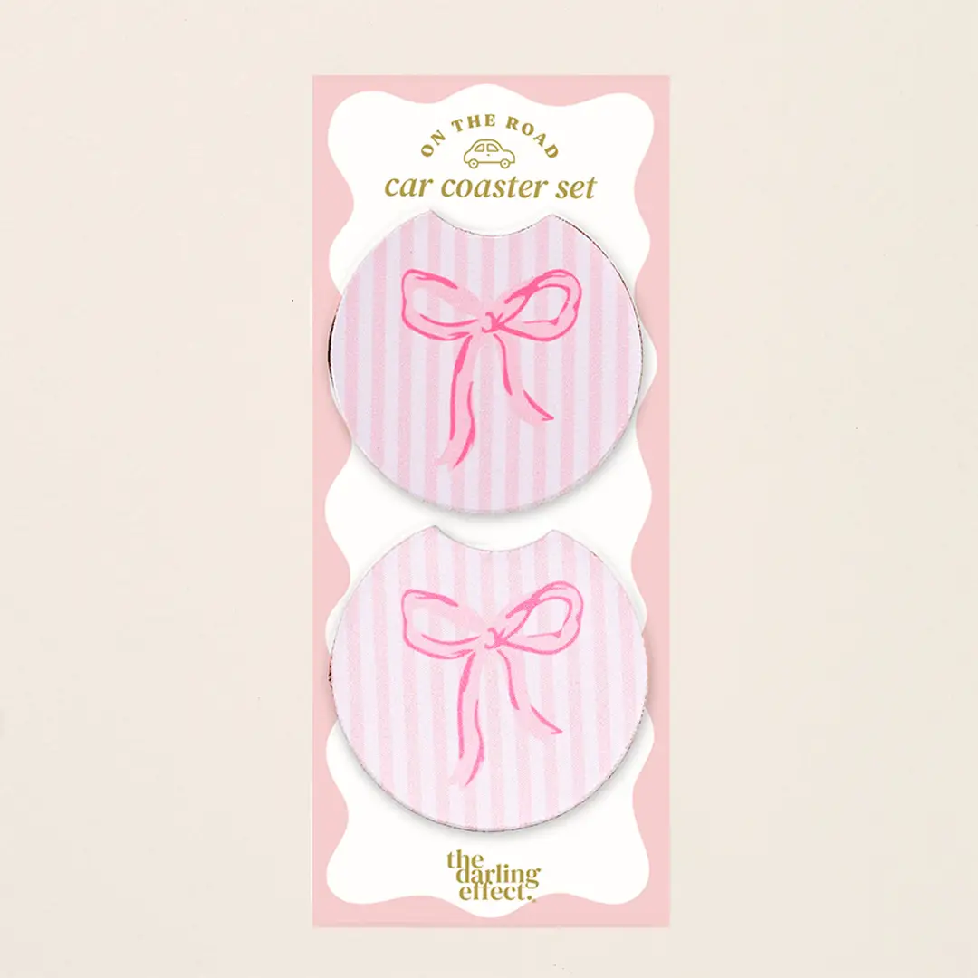 On the Road Car Coaster Set–Bow Pink