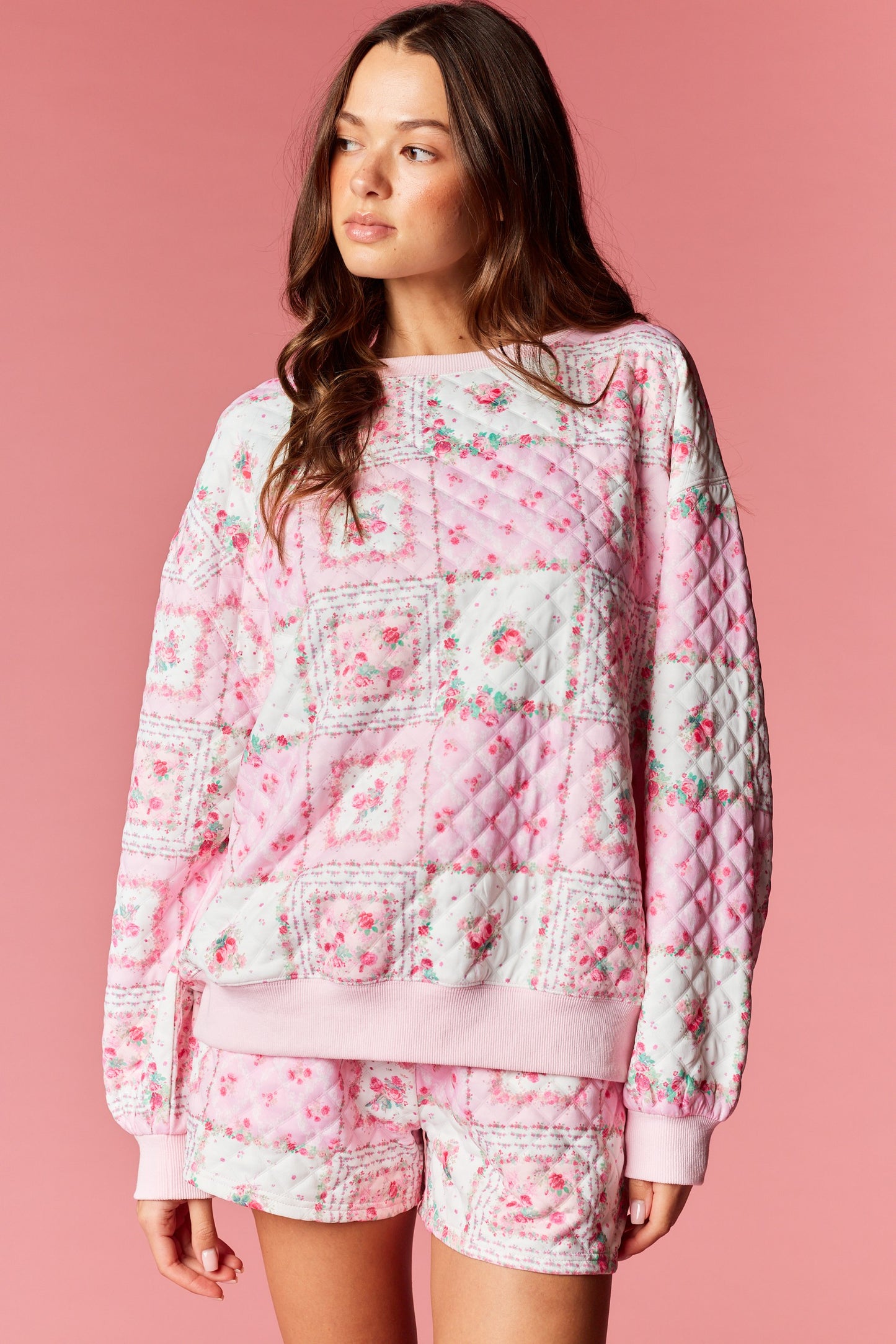 Strawberry Patchwork Quilted Floral Lounge Set