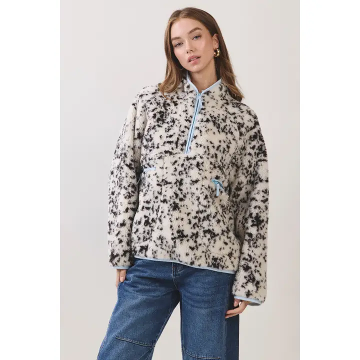 Billie Cream Cow Printed Sherpa Jacket
