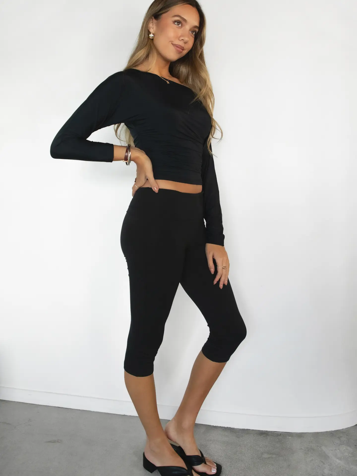 Sora Fold Over Waistband Capri Leggings