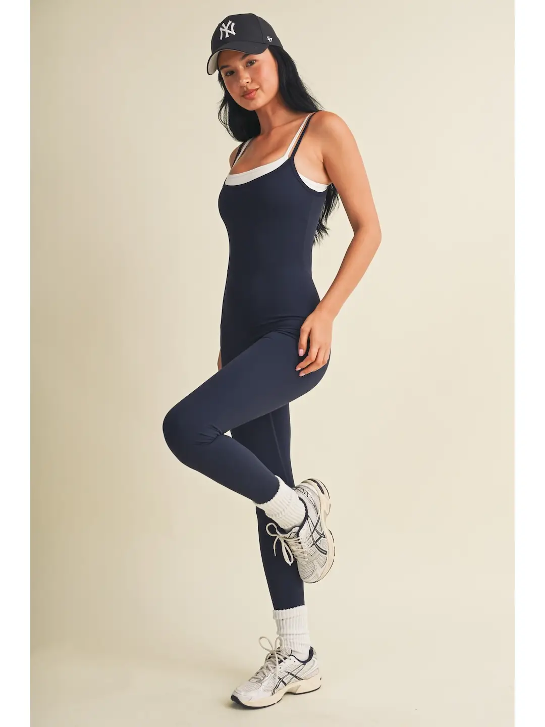 Dark Navy Double Layered Fitted Leg Jumpsuit