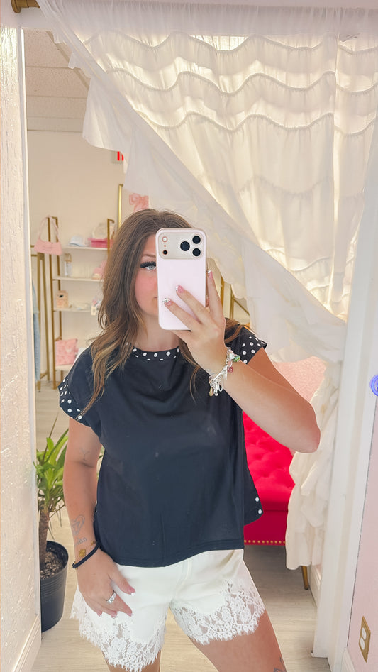 Polka Dot Cross-Back Shirt