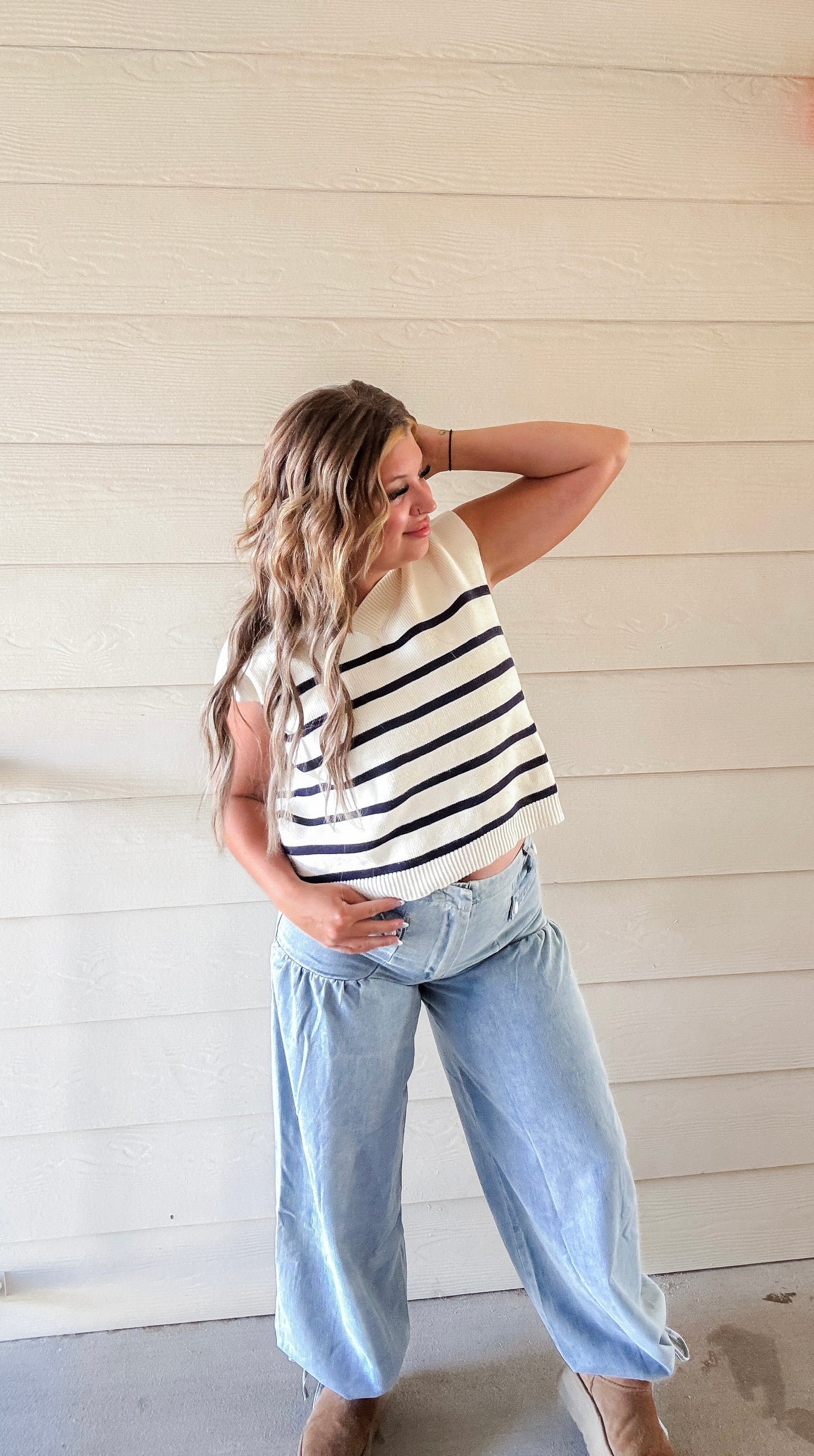 Light Wash Denim Bubble Pants
