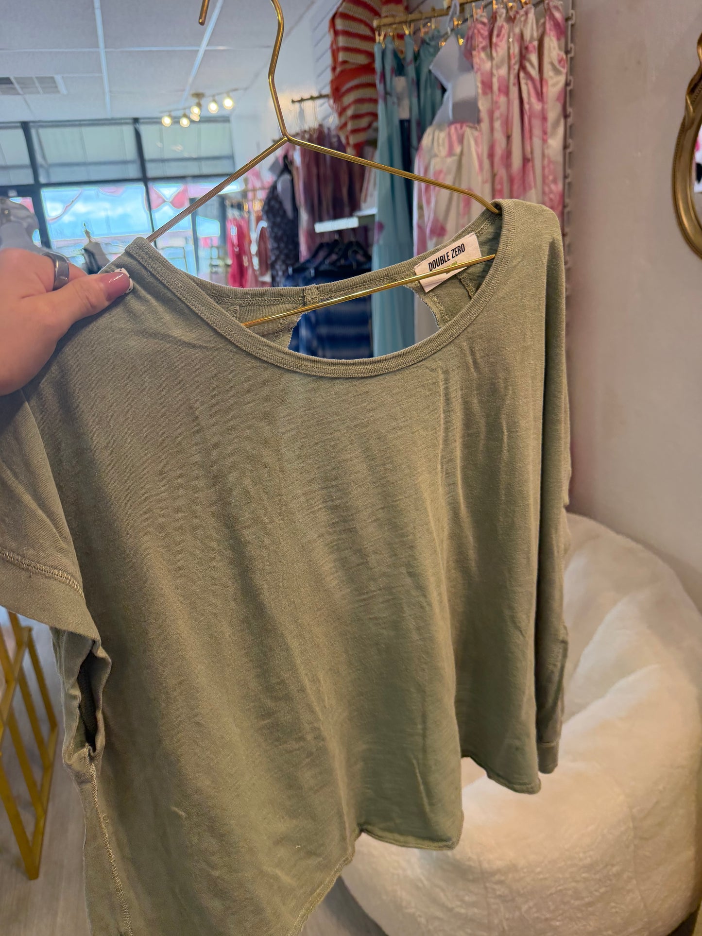 Sage Green Open Back Criss Cross Top