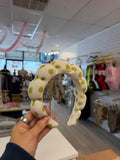 GRWM Headband - Chartreuse Polka Dots