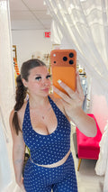 Emory Polka Dot Halter Top - Navy