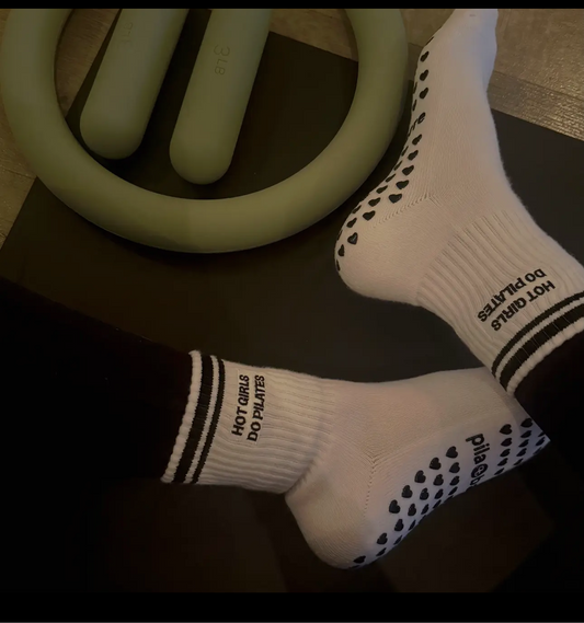 Hot Girls Do Pilates Grip Socks - White