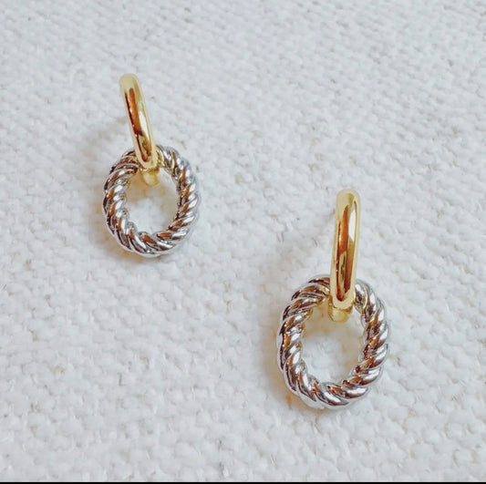 Two tone chain earrings