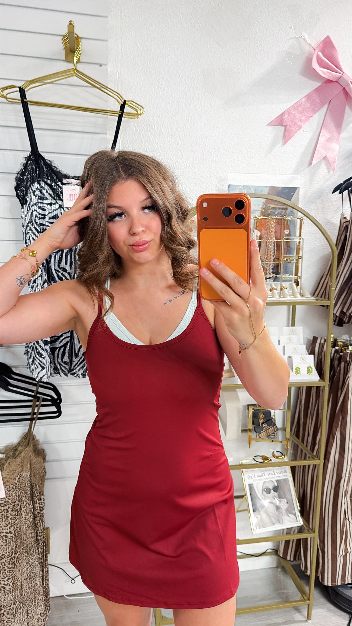 Burgundy Layered Active Mini Dress