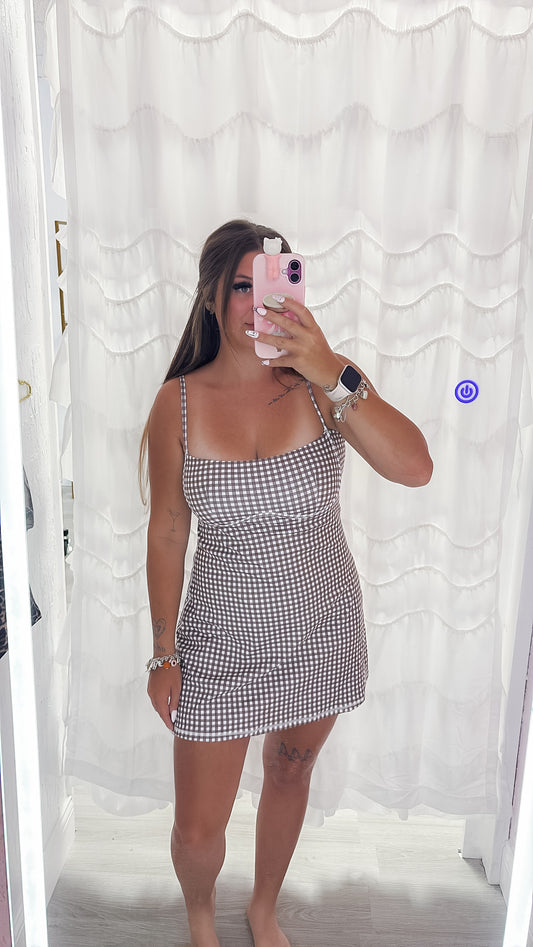 Brown Gingham Athletic Dress