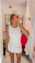 Cream Sleeveless Wrap Tie Front Dress